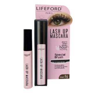 ใหม่!!! (กล่องชมพู)สีดำ Lifeford Lash up mascara 16Hour long lasting 5g. ไลฟ์ฟอร์ด