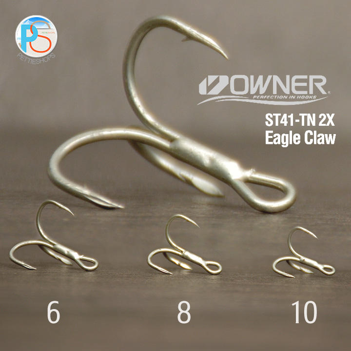 เบ็ด 3 ทาง Treble Hooks: Owner ST41-TN 2X ทรงเล็บเหยี่ยว(Eagle claw)