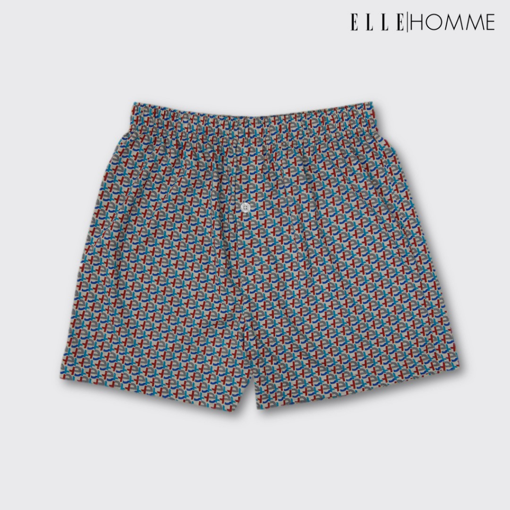 ELLE HOMME | Boxer กางเกงขาสั้นแบบลำลองใส่อยู่บ้าน สวมใส่สบาย แห้งเร็ว ไม่อึดอัด สีครีม | KHX9906