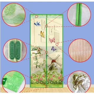 ม่านประตูกันยุง ม่านกันยุง ขนาดกว้าง 100 cm x สูง 210 cm เลือกลายและสีได้ (แถมหมุดกาว+หมุดตอก 1 ชุด)