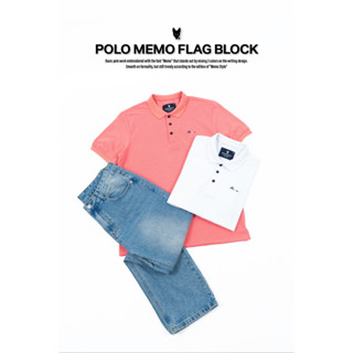 Memo By Hashtag เสื้อโปโล ทรงผู้ชาย รุ่น FLAG BLOCK สินค้าลิขสิทธิ์แท้