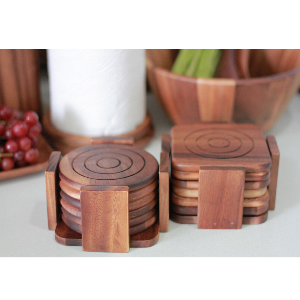 เซ็ตจานรองแก้ว ที่รองแก้วไม้ ที่รองแก้ว 6ชิ้น/เซ็ต ZOPA Wooden Coaster Set of 6 Round/Square