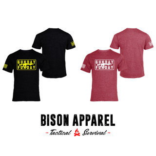 Bison Apparel เสื้อยืดลาย Gunday Funday