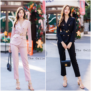 เซตเสื้อสูทแขนยาว และกางเกงขายาว พร้อมเข็มขัดหนัง (C202) The Gallery