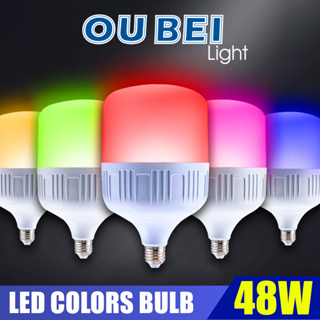 หลอดทรงกระบอก หลอดไฟตลาดนัด หลอดไฟสี  ไฟ LED รุ่น OUBEI 48W ขั้วหลอด E27