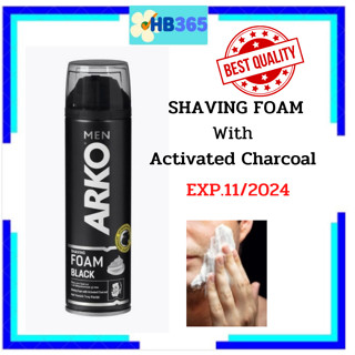 Arko Men Shaving Foam Black 200 ML.อาร์โก้ เมน เชฟวิ่ง โฟม แบล็ค-โฟมโกนหนวด Made in Turkey ของแท้ฉลากไทย มีอย. EXP.11/24