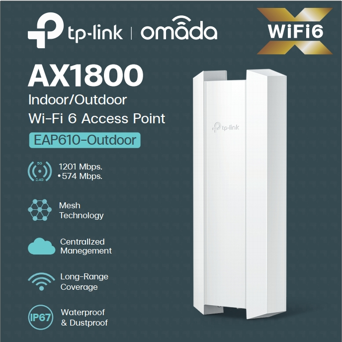 TP-LINK EAP610-Outdoor AX1800 Indoor/Outdoor WiFi 6 Access Point