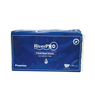 [River Pro] กระดาษเช็ดมือสีขาว รุ่น V-Fold PREMIUM 2-Ply (24ห่อ)