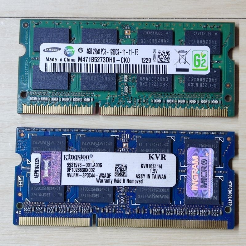 แรมโน๊ตบุ๊ค DDR3 4GB บัส 1600 ของแท้มือสอง