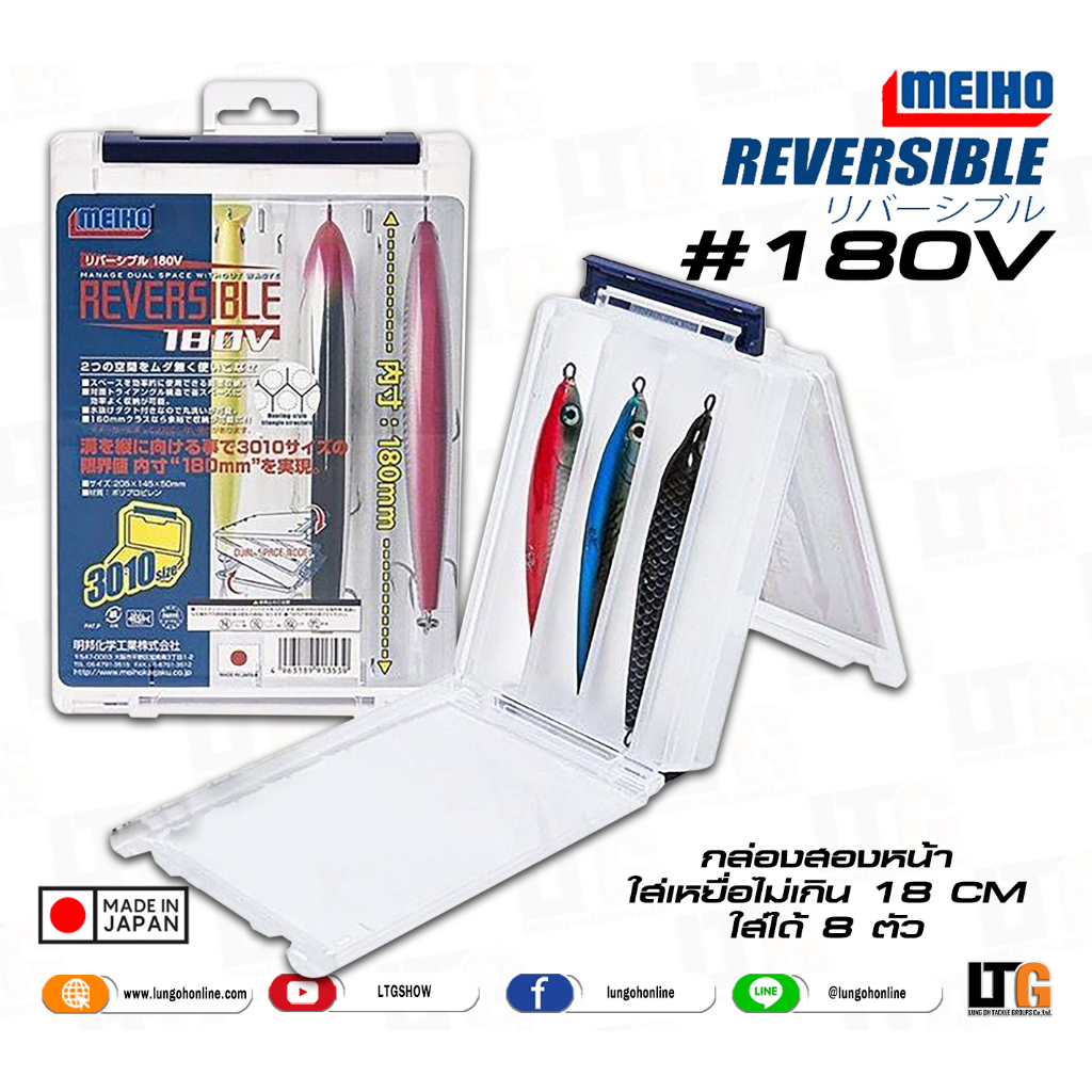 กล่องสองหน้า Meiho REVERSIBLE 180V สี Clear สำหรับใส่เหยื่อปลอม