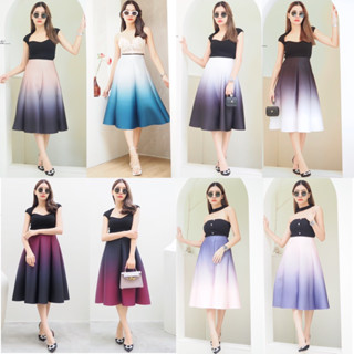 กระโปรง7ชิ้นไล่สีขอบดำยาว27นิ้ว