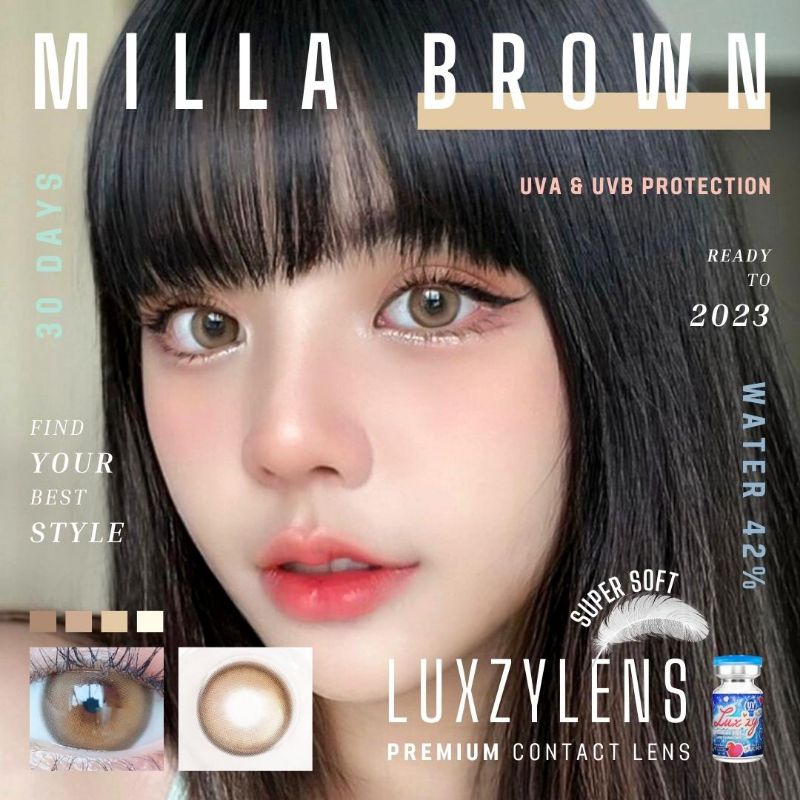 Luxzylens Milla Brown บิ๊กอายตาโต คอนแทคเลนส์สายตา คอนแทคเลนส์กรองแสง แถมฟรีตลับทุกคู่