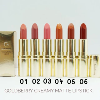 Goldberry Creammy Matte Lipstick โกลด์เบอร์รี่ ครีมมี่ แมทท์ ลิปสติก มี 6 เฉดสี พิกเม้นท์แน่นมีบำรุง ลิปแมท