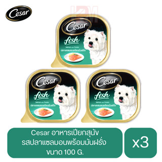 Cesar อาหารเปียกสุนัข โตเต็มวัย รสปลาแซลมอนพร้อมมันฝรั่ง ขนาด 100g. (x3 ถาด)