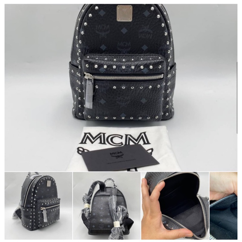 MCM กระเป๋าเป้ หมุด สีดำ