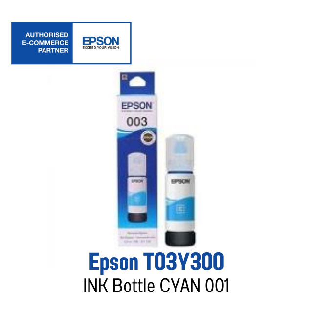 Epson 001 C ( C13T03Y300 ) 🌟 Original Ink Bottle 🌟 หมึกอิงค์เจ็ทสีฟ้า 🟦