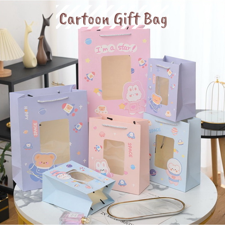 ถุงของขวัญ แบบมีหน้าต่าง ถุงกระดาษ น่ารัก ปีใหม่ ของรับไหว้ Gift Bag คละลาย