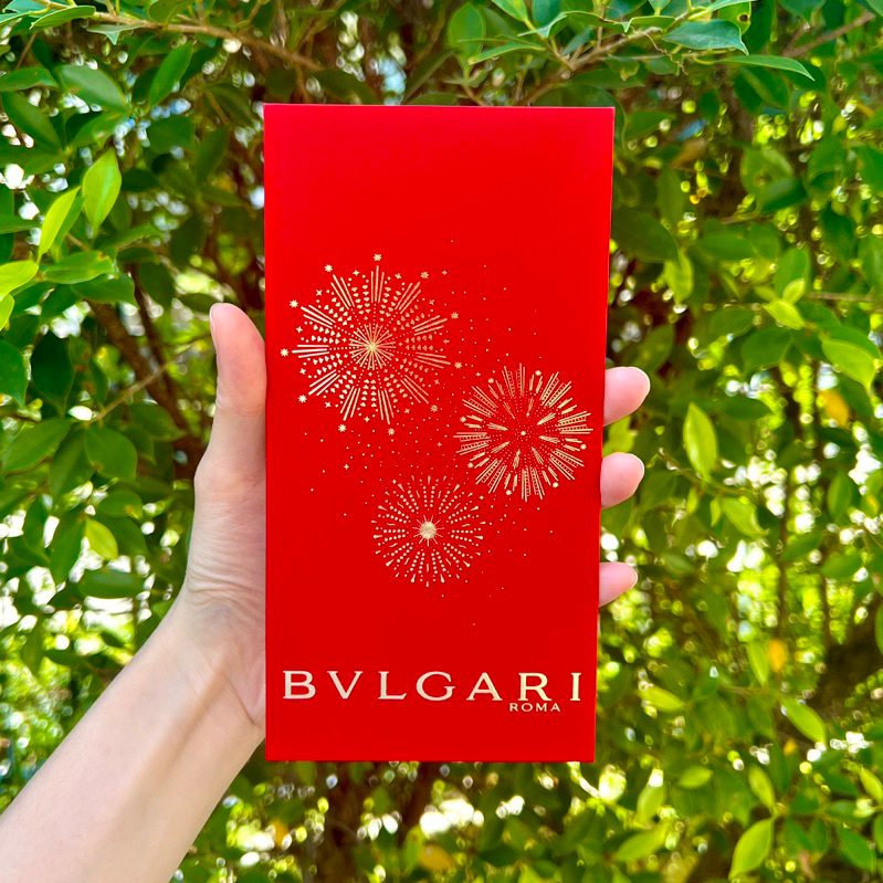 แท้💯 ซองอั่งเปาแบรนด์ Bvlgari สีแดงลายพลุสวยงาม ซองอั่งเปาแบรนด์เนม