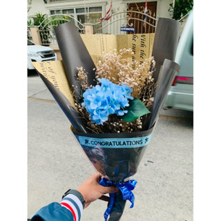 🎓💐_ช่อดอกไม้ไฮเดเยียร์สีน้ำเงินนนแห้งเหมือนจริงเก็บไว้ได้จ้า_✨😇  ❤️_สวยมากก 😇