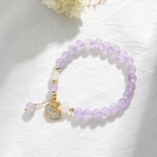 MINDO กำไลข้อมือ(Lavender Amethyst)อเมทิตส์ พลอยสีม่วง หินมงคล หินนำโชค หินแห่งความรัก คลายเครียด  ช่วยให้นอนหลับฝันดี