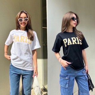 เสื้อยืดแขนสั้นสกรีนอักษร paris