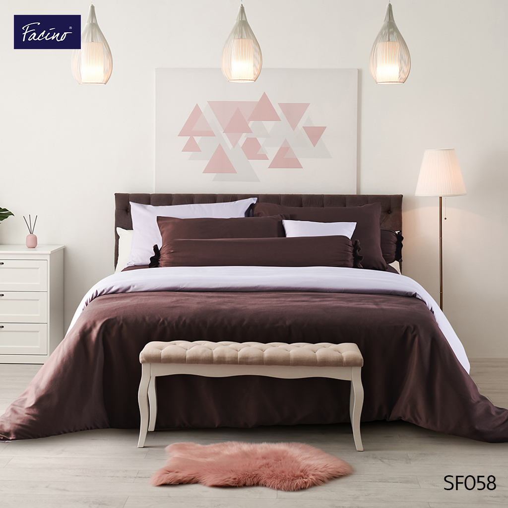 Facino ชุดผ้าปูที่นอน 3.5 ฟุต 3 ชิ้น + ผ้านวมขนาด60"X80" SOLID ULTRA SOFT
