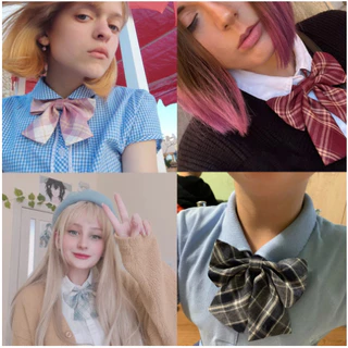 โบว์ หูกระต่าย ผู้หญิง Feminine Plaid Bowtie Casual Bow tie For Women Uniform Collar Butterf Bowknot Adult Check Bow Tie