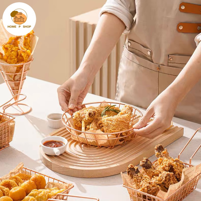 -Home P Shop- ตะกร้าใส่ของทอดทรงกลม ใส่เฟรนฟราย ขนมขบเคี้ยว ไก่ทอด สไตล์มินิมอล พร้อมส่งจำนวนมาก! - รูปที่ 7