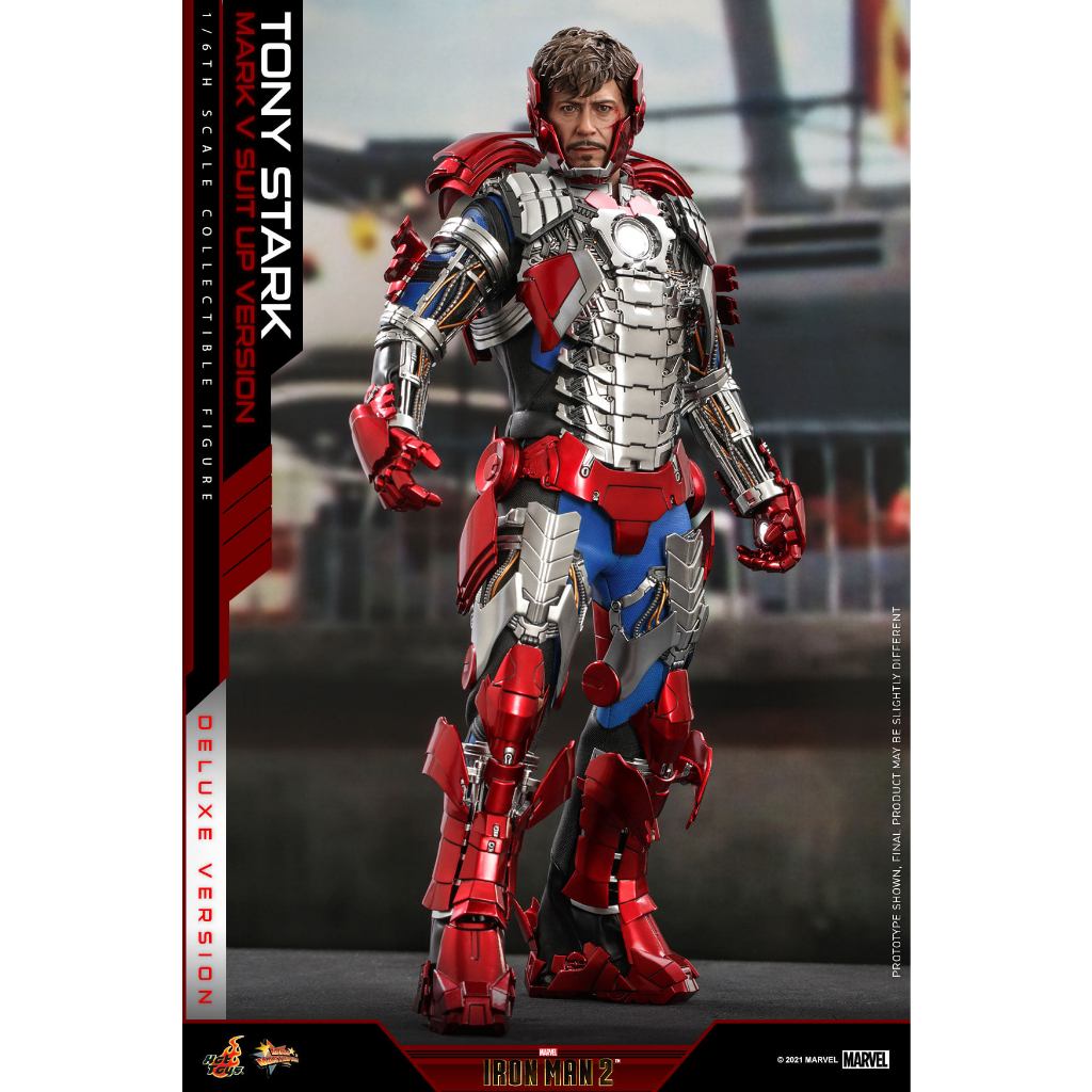 🕊️พร้อมส่ง ฟิกเกอร์ โมเดล ของสะสม Hot Toys MMS600 1/6 Iron Man 2 - Tony Stark Mark V Suit up Version (Deluxe Version)