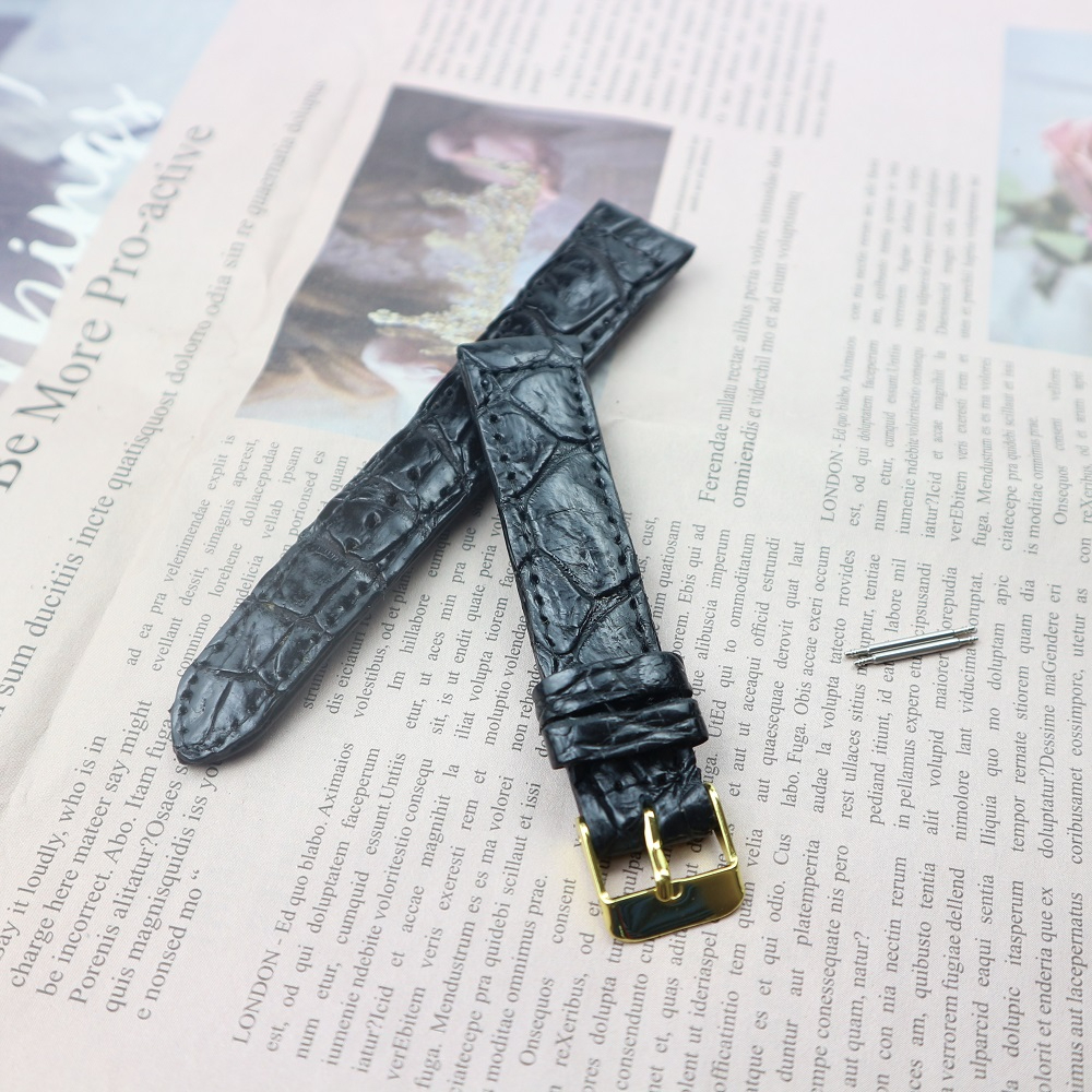 สายนาฬิกาหนังจระเข้แท้ งานมือ ไซร์ 18 mm. (ส่วนท้องไผ่เล็ก) Genuine leather crocodile แถมสปริง รับประกันสินค้า ไม่แท้ยิน
