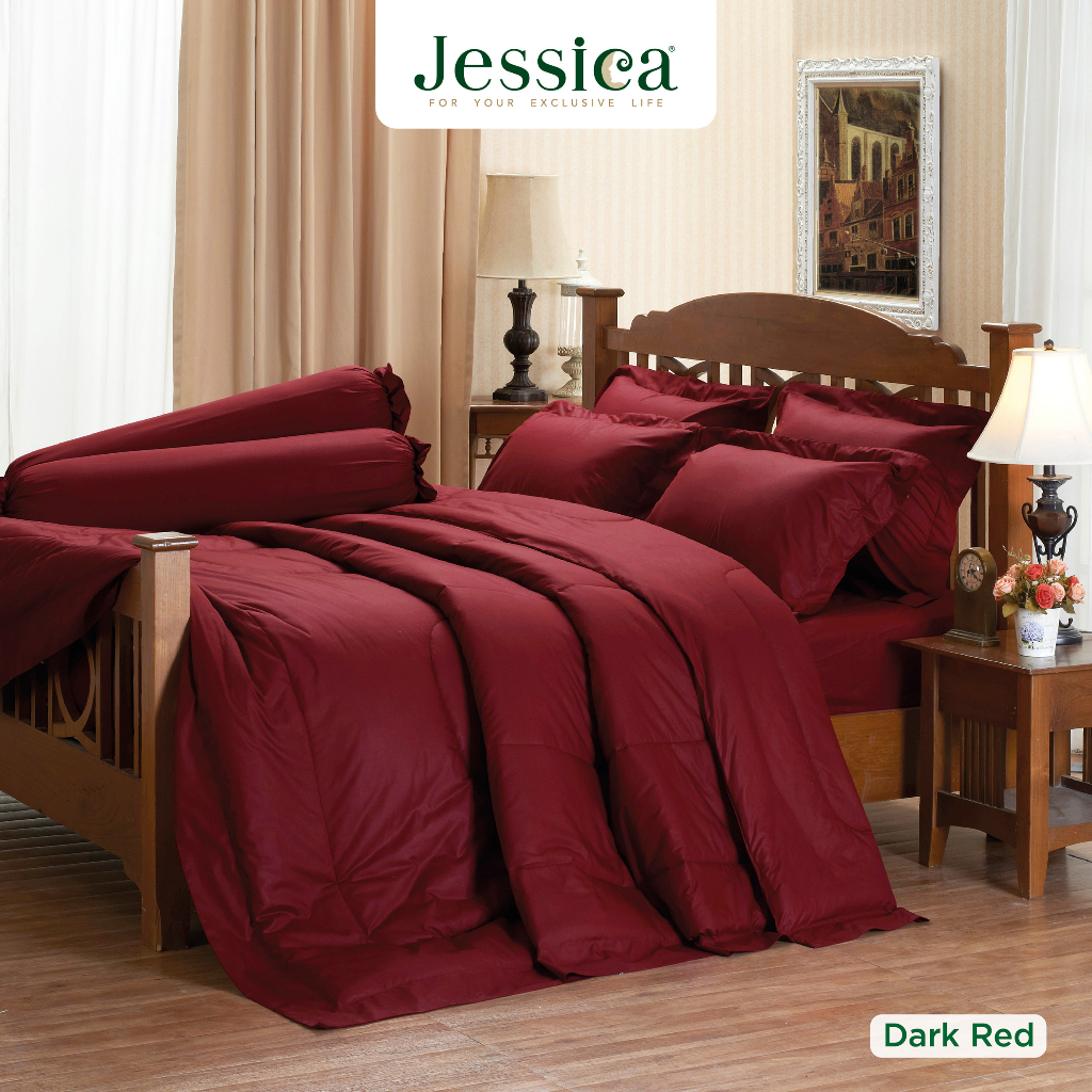 Jessica Cotton mix Dark Red สีแดงเข้ม ชุดเครื่องนอน ผ้าปูที่นอน ผ้าห่มนวม เจสสิก้า สีพื้นเรียบง่ายดูดี