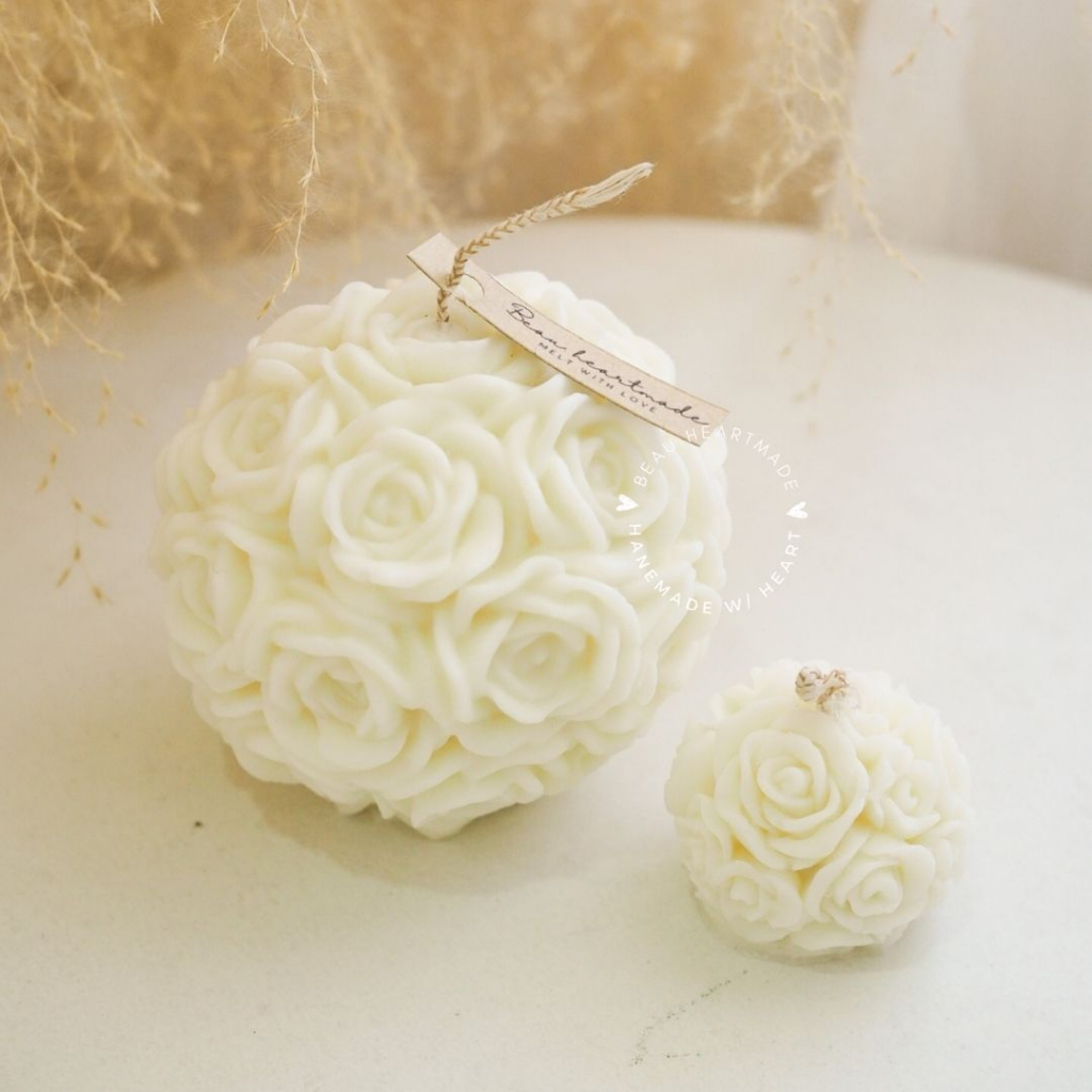 เทียนหอมรูปทรง ดอกกุหลาบ(ลูกกลมได้2ชิ้น)-Rose เทียนหอมไขถั่วเหลือง เทียนตกแต่งห้อง ไร้ควัน ไม่มีพาราฟิน ของขวัญวาเลนไทน์ - รูปที่ 7