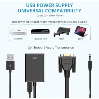 VGA to HDmi แปลงช่องเสียบVGAคอมเก่า ให้ไปเป็น HDmi รองรับความละเอียด 1080P