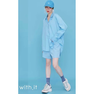 เสื้อเชิ้ต with it สีฟ้า oversized ของใหม่ SALE