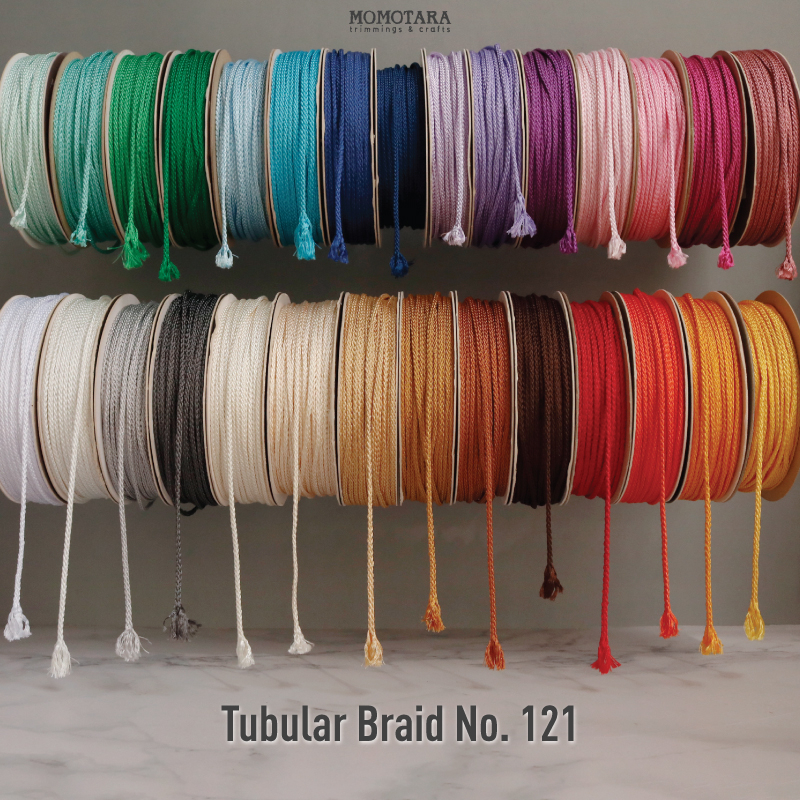 MOMOTARA No.121 (ชุดที่1) เทปถักกลม Tubular Braid ขนาด 0.25 CM ยาว 36 หลา เชือก เทป diy วัสดุตกแต่ง cord rope