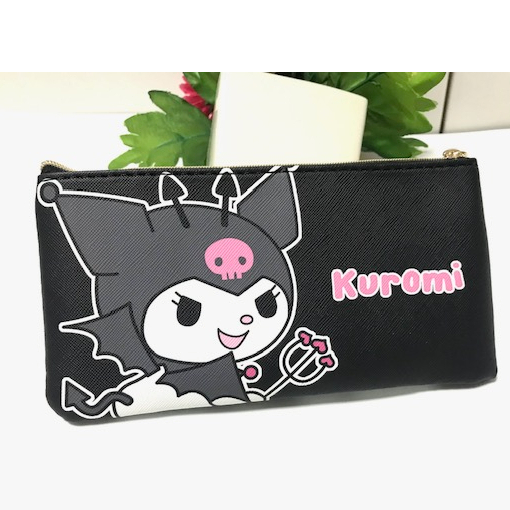 KRM กระเป่า กระเป่า ซองซิป ซองโทรศัพท์ ซองกระเป๋าตังค์ ลาย KUROMI B B ขนาด 19 x 9.5 CM ผลิตจาก หนัง 