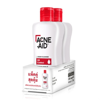 Acne Aid Liquid Cleanser AcneAid แอคเน่-เอด แอคเน่เอด สีแดง สบู่เหลวล้างหน้า ขนาด 100 ml จำนวน 2 ขวด แพคคู่ 17060