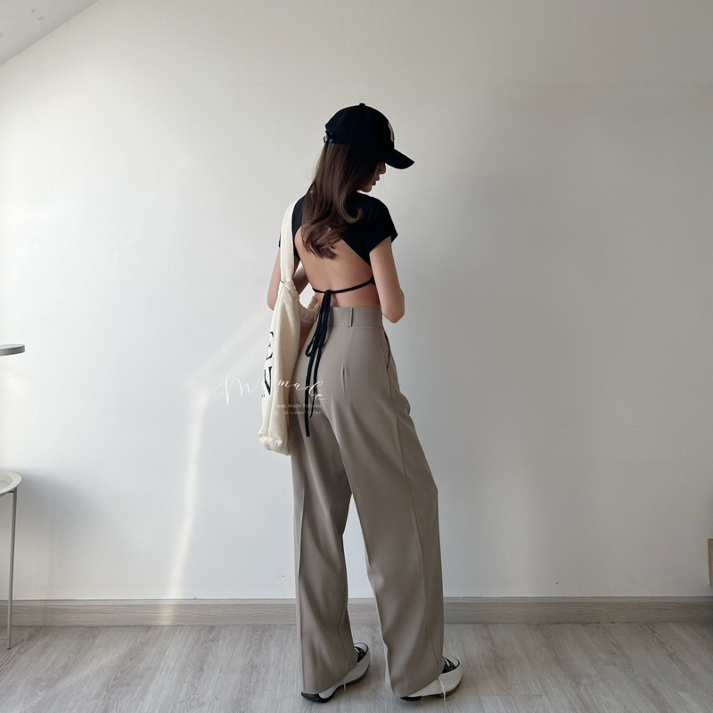 เสื้อครอปเรย่อน เว้าหลัง มีเชือกพันเอว - รูปที่ 3