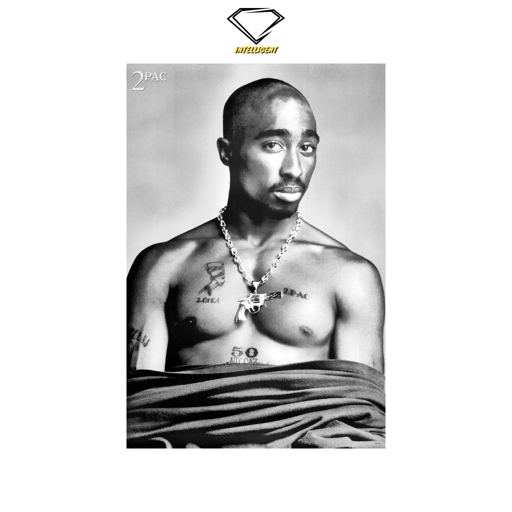 💎Intelligent | โปสเตอร์ 2pac | ขนาด 23.5x34.5 นิ้ว | x 1 แผ่น Tupac Shakur โปสเตอร์วงดนตรี Rapper hi