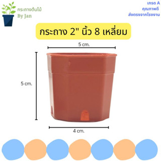 กระถาง 8 เหลี่ยม ขนาด 2 นิ้ว สีอิฐ สำหรับใส่แคนตัส ต้นไม้จิ๋ว มินิมอล สวย แท้ แน่นอน