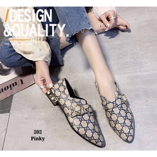 202 รองเท้าคัทชูเหยียบส้น หนัง pu ใส่เป็นคัทชูก็ดูเรียบร้อย