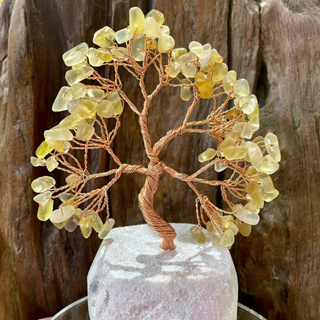 ต้นไม้บอนไซ ลวดดัด หินนำโชค หินมงคล แคลโซต์ Calcite gemstone wire tree