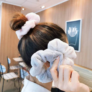 AAE-ยางรัดผม แบบหนานุ่ม ยึดหยุ่นสีพื้นสไตล์เกาหลี(พร้อมส่งจากไทย)