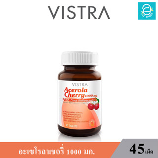 (ล็อตใหม่ Exp.12/06/2025) VISTRA Acerola Cherry 1000 mg.&amp; Citrus Bioflavonoids Plus - วิสทร้า อะเซโรล่าเชอร์รี่(45 เม็ด)