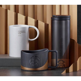 🎀【Pre-order】 2018 แก้วสตาร์บัคส์เกาหลี Starbucks Korea Cheongdam Star White Mug 296ml/ Star Black Mug 237ml