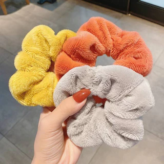 AAE-ยางรัดผม แบบหนานุ่ม ยึดหยุ่นสีพื้นสไตล์เกาหลี(พร้อมส่งจากไทย)