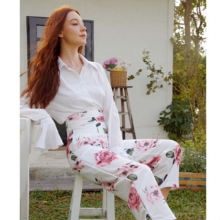 กางเกงเอวสูงขายาว รุ่น Rose’pants(พร้อมส่ง)