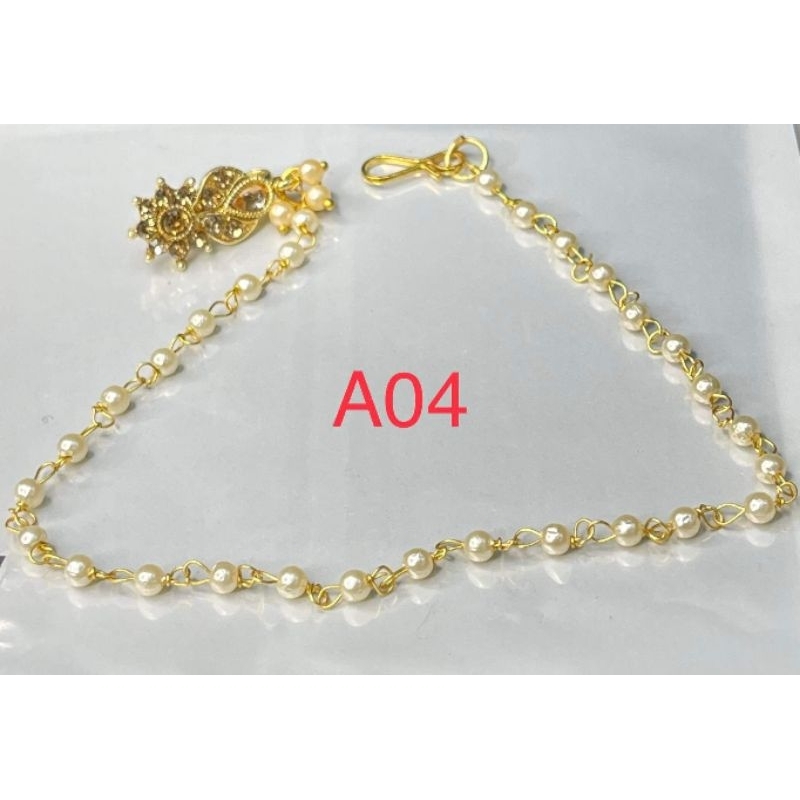 จิวจมูกอินเดียแบบมีสายมุก/จิวจมูกหนีบ/สินค้าพร้อมส่ง - รูปที่ 2