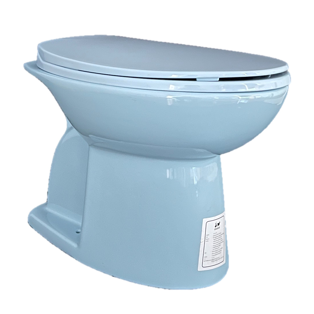 ชักโครก แบบนั่งราดน้ำ รุ่น KSB03 ES BLUE สีฟ้า Pail Flush Toilet โถส้วมนั่งราบ แบบราดน้ำ