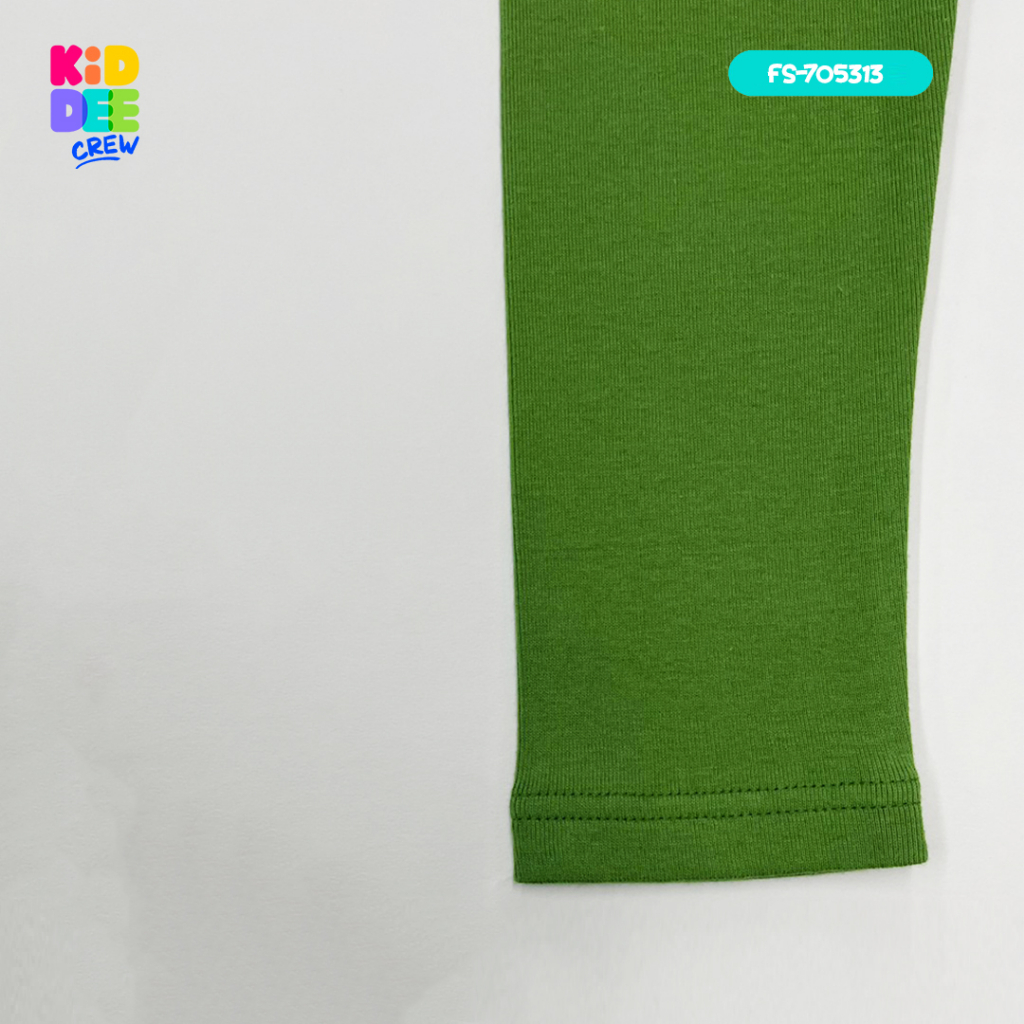 KiddeeCrew เลกกิ้งเด็กสีเขียวพับลา เหมาะสำหรับอายุ 1-10 ปี